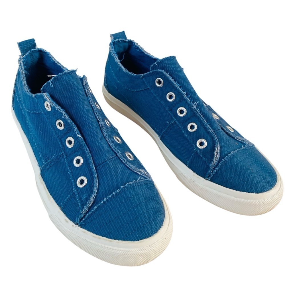Corkys Babalu Denim Blue Slip On Canvas Sneakers Size 8